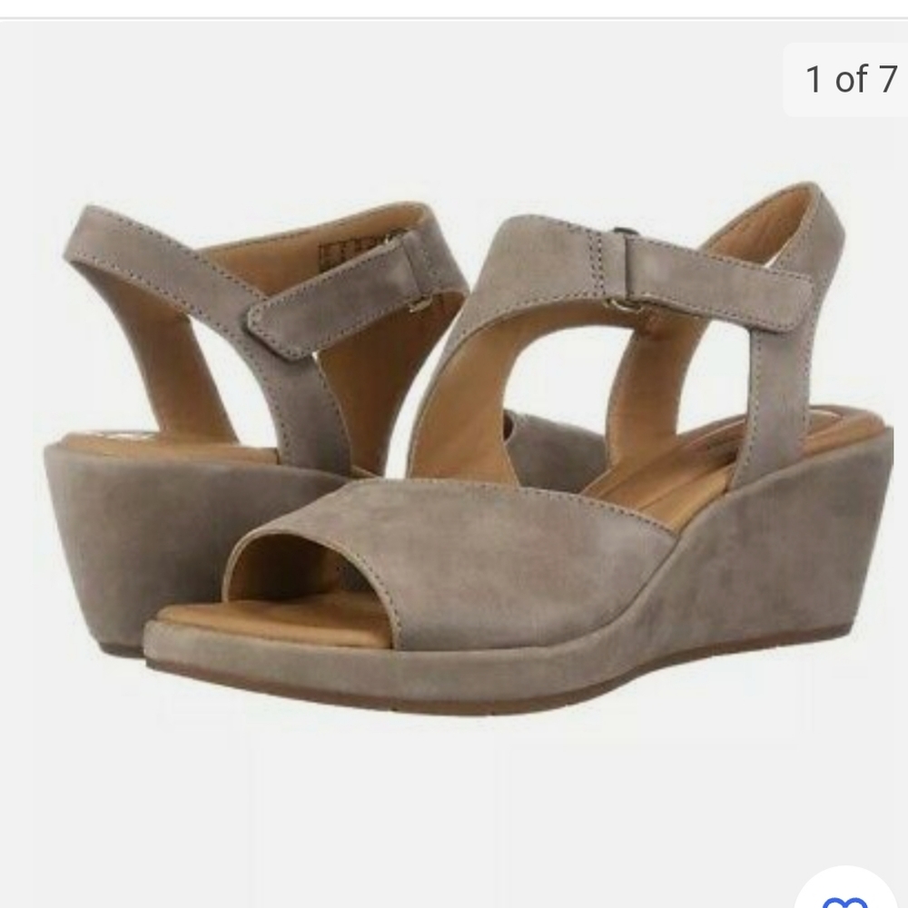 Clark's UN Plaza Sling Grey Nubuck Heels